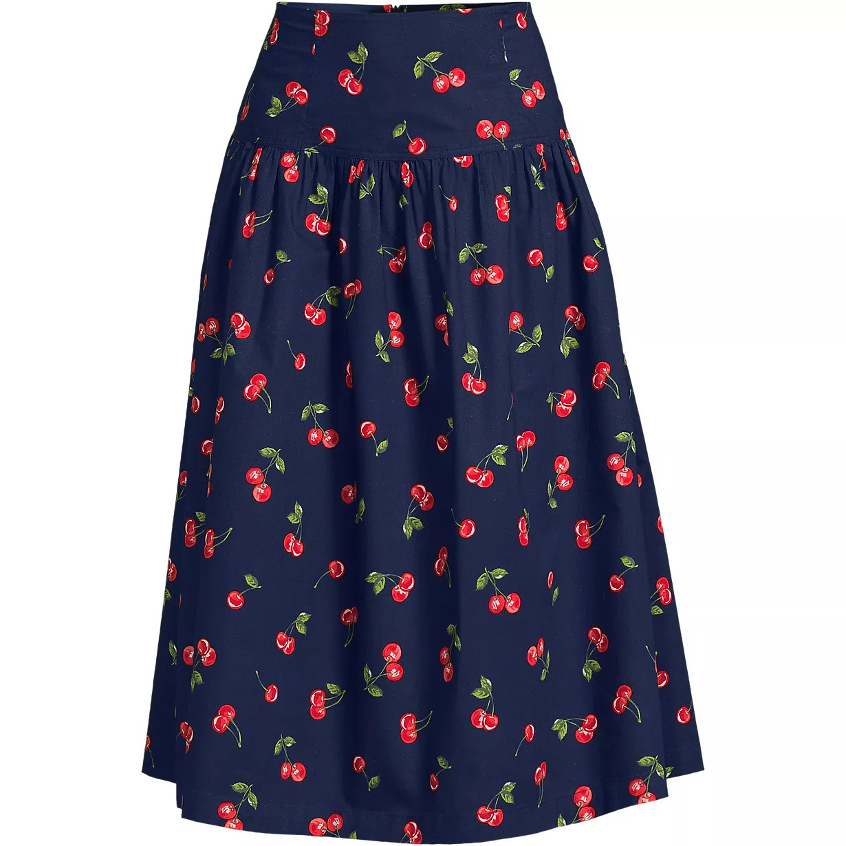 Women's Poplin Drop Waist Midi Skirt - Set Bottom | Lands' End (US)