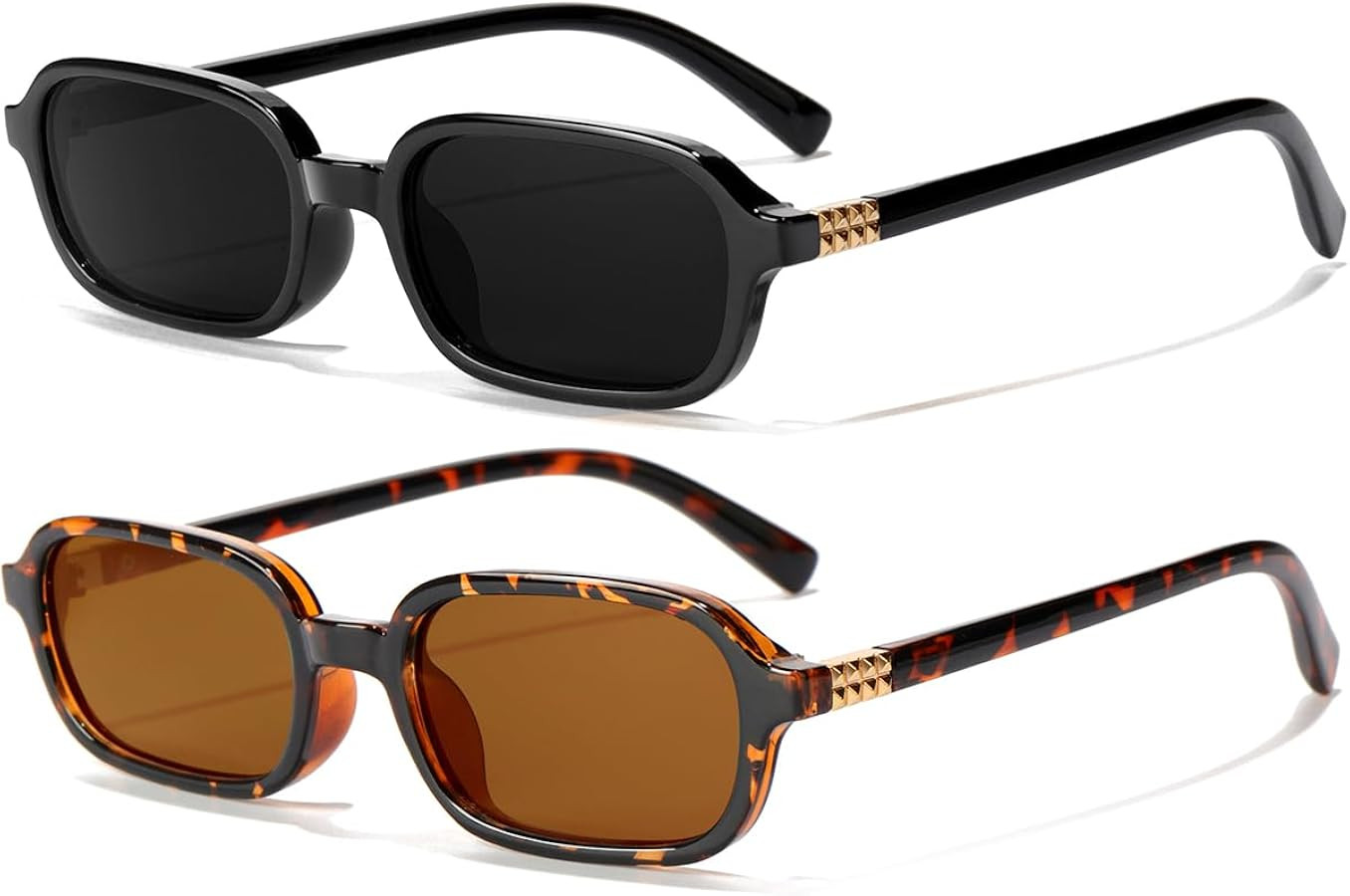 Rectangle Retro Sunglasses for Women Men Trendy Small Square Frame 90s Style Sunnies | Amazon (US)