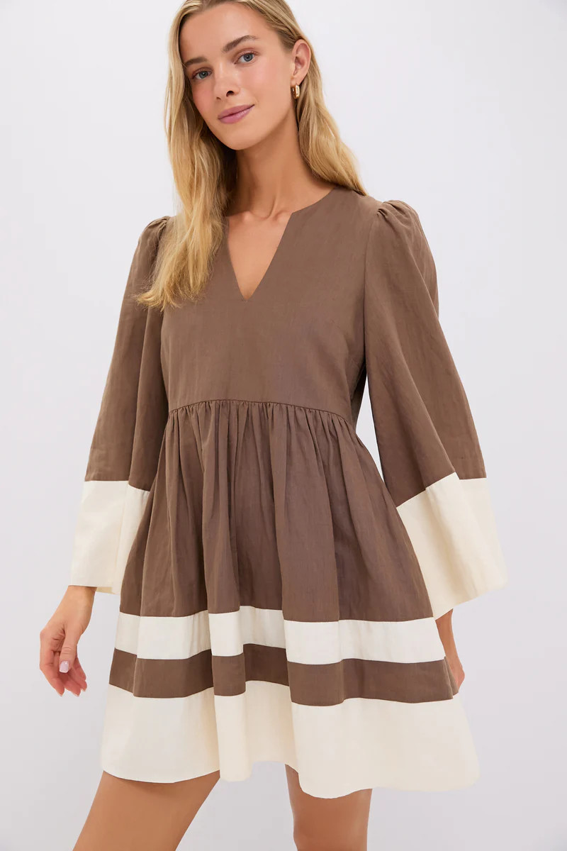 Mocha and Cream Cotton Linen Izzie Dress | Tuckernuck (US)