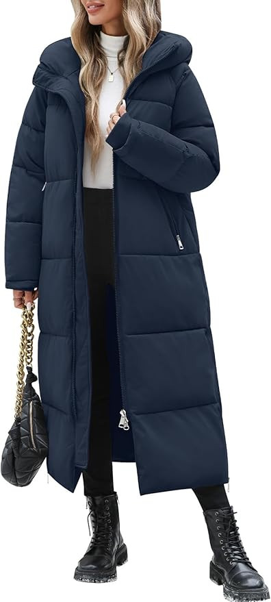 HEEKPEK Women Long Winter Coat Thickened Quilted Puffer Coats Hooded Full Length Padded Trendy Wa... | Amazon (US)