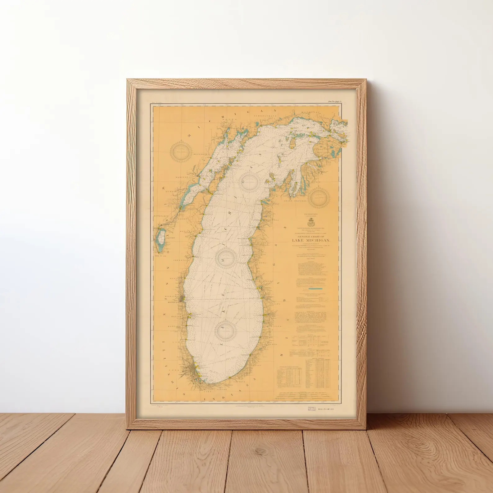 Lake Michigan 1909 Nautical Chart, Vintage Reproduction | Etsy (Global)