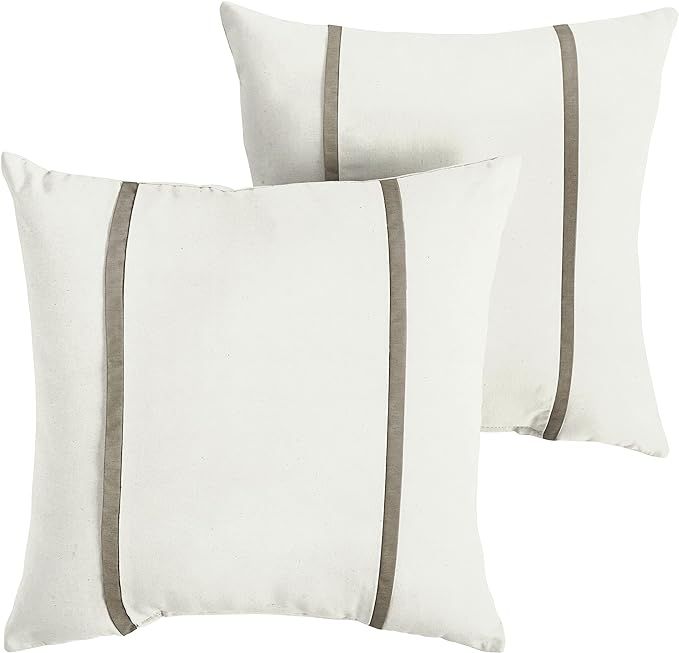 Sorra Home AMPS112299 Indoor Outdoor Sunbrella Square Pillows, Set of 2, 20x20, Canvas Natural Iv... | Amazon (US)