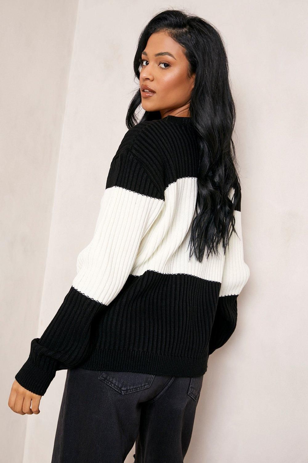 Tall Colour Block Knitted Sweater | Boohoo.com (UK & IE)