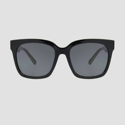 Women's Square Sunglasses with Leopard Print Accents - A New Day™ Black | Target