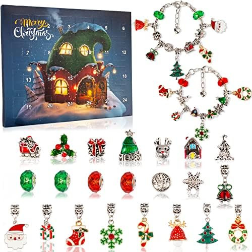 Christmas Advent Calendar Bracelets 2022 for Girls 24 Days Xmas Countdown Calendar DIY Jewelry Ma... | Amazon (US)