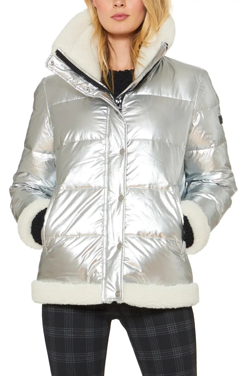 Sanctuary Water Resistant Puffer Jacket with Faux Shearling Trim | Nordstrom | Nordstrom