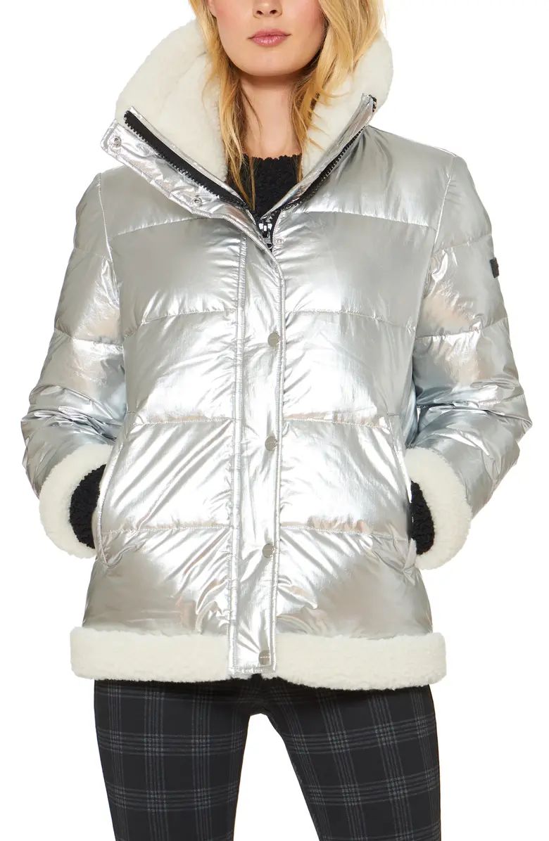 Sanctuary Water Resistant Puffer Jacket with Faux Shearling Trim | Nordstrom | Nordstrom