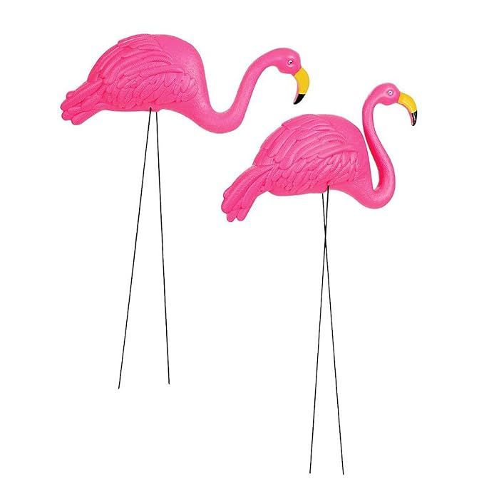 GiftExpress Pack of 2, Large Bright Pink Flamingo Yard Ornament/Flamingo Lawn Ornaments/Ink Flami... | Amazon (US)