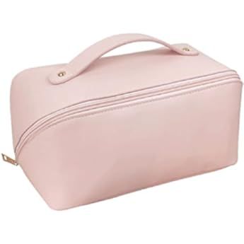 Large Capacity Travel Cosmetic Bag, Multifunctional Storage Makeup Bag PU Leather Makeup Bag, wit... | Amazon (US)