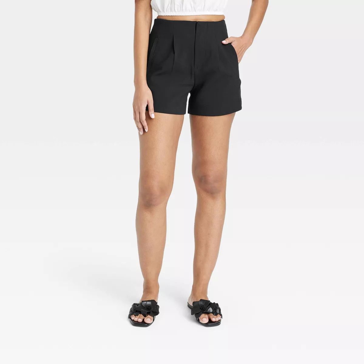 Women's High-Rise Tailored Shorts - A New Day™ Cream 10 | Target