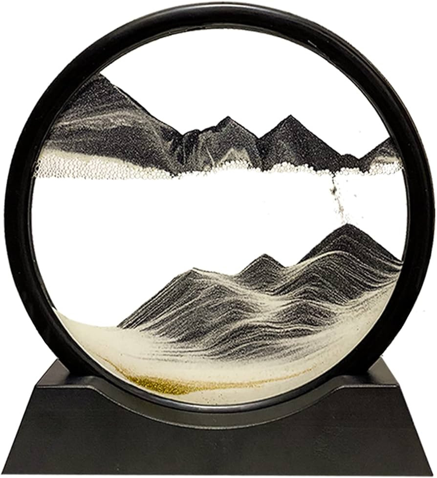 HYUGF Moving Sand Art Picture Decor, 3D Deep Sea Sandscape Liquid Motion, Round Glass Frame Displ... | Amazon (US)