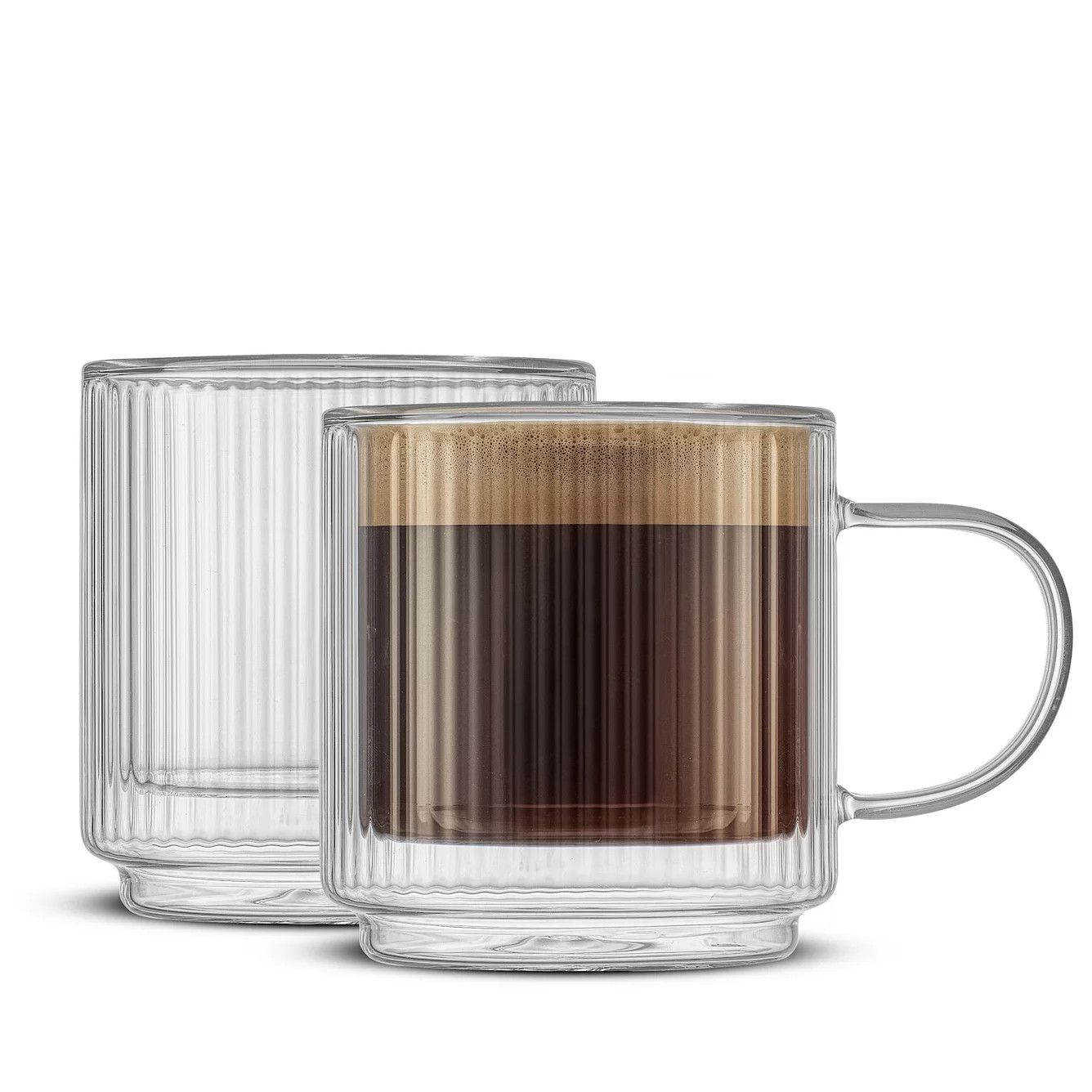 JoyJolt Haven 2-Piece Fluted Stackable Double Wall Glass Mugs | Kohl's
