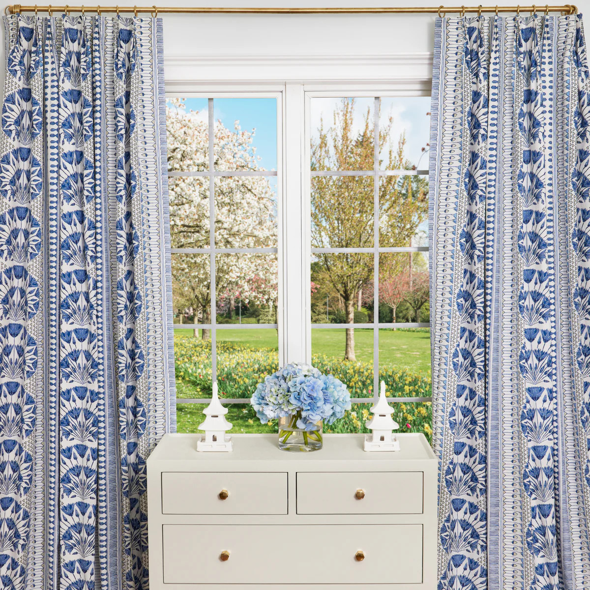 Cairo Blue Single Drapery Panel | The Well Appointed House, LLC