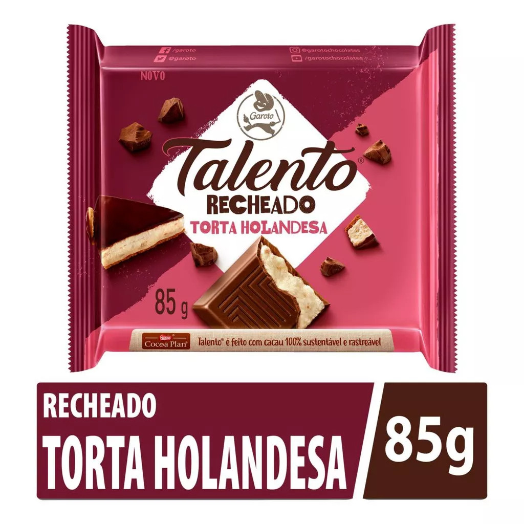 Chocolate Talento Recheado Torta Holandesa 85g | Shopee (BR)