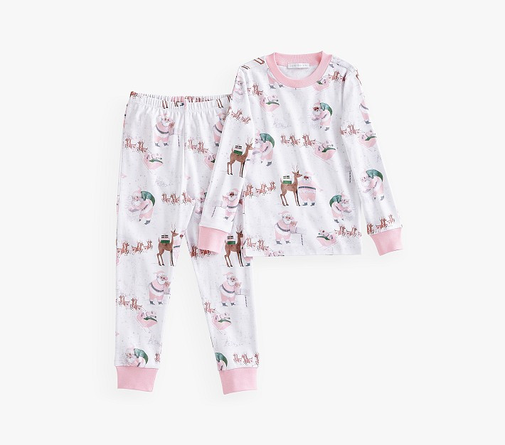 Blush Heritage Santa Organic Pajama Set | Pottery Barn Kids