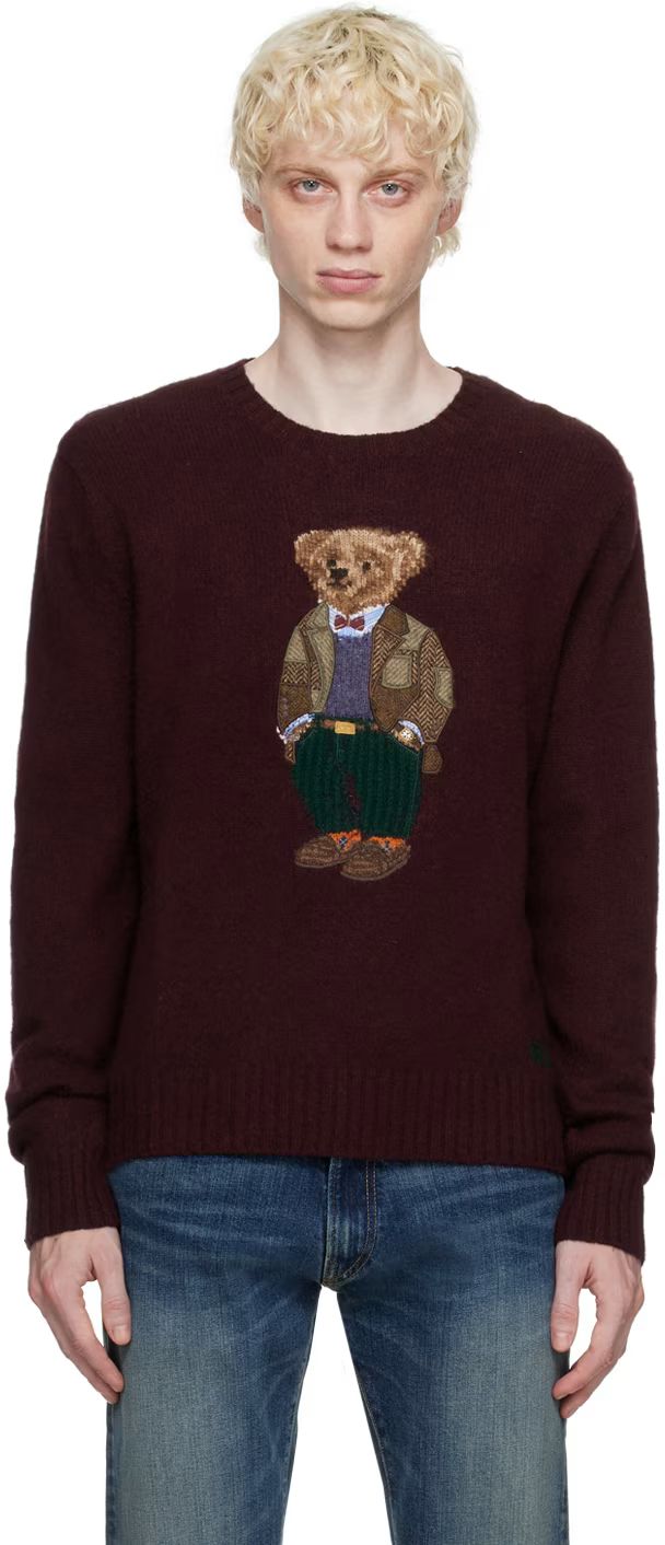 Burgundy Polo Bear Sweater | SSENSE