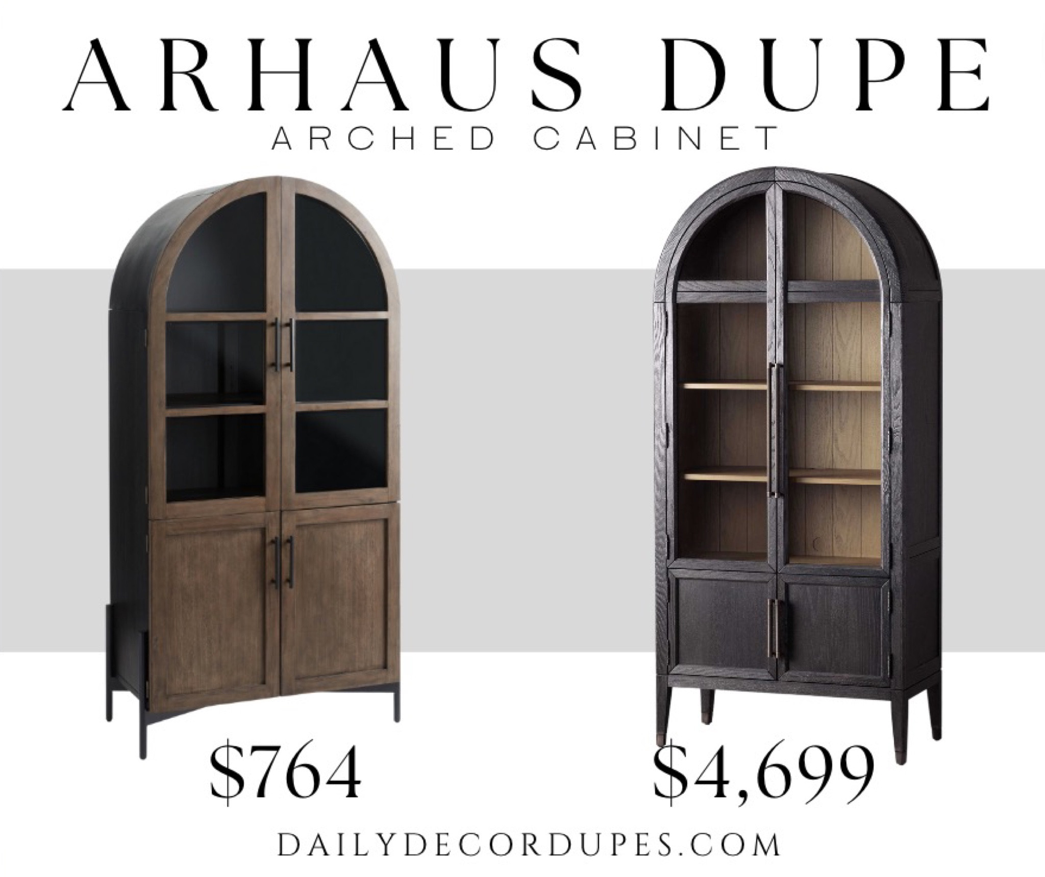 Dupe for the Arhaus Hattie arched cabinet dupes. Dupe is on sale for 15% off and has free shipping this weekend. Under $1,000 vs. $4,700 (+ $200 shipping). Arched upright wood cabinet with glass doors and cabinet storage below. Dupe dupes more affordable option find replica copy cat similar look for less budget friendly affordable cheap cheaper beautiful pretty. Love dupes like these? I share multiple every day in my Facebook group “DAILY DECOR DUPES”

#LTKsalealert #LTKhome #LTKFind