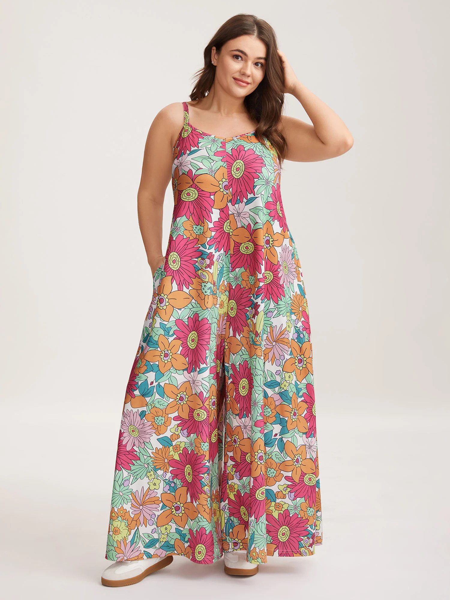 Vivid Groove Stretchy Adjustable Jumpsuit | Bloomchic