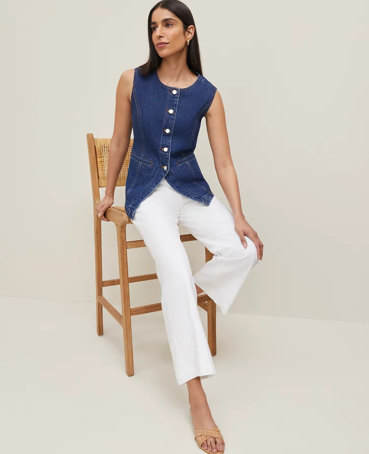 The Flare Ankle Pant in Linen Blend | Ann Taylor