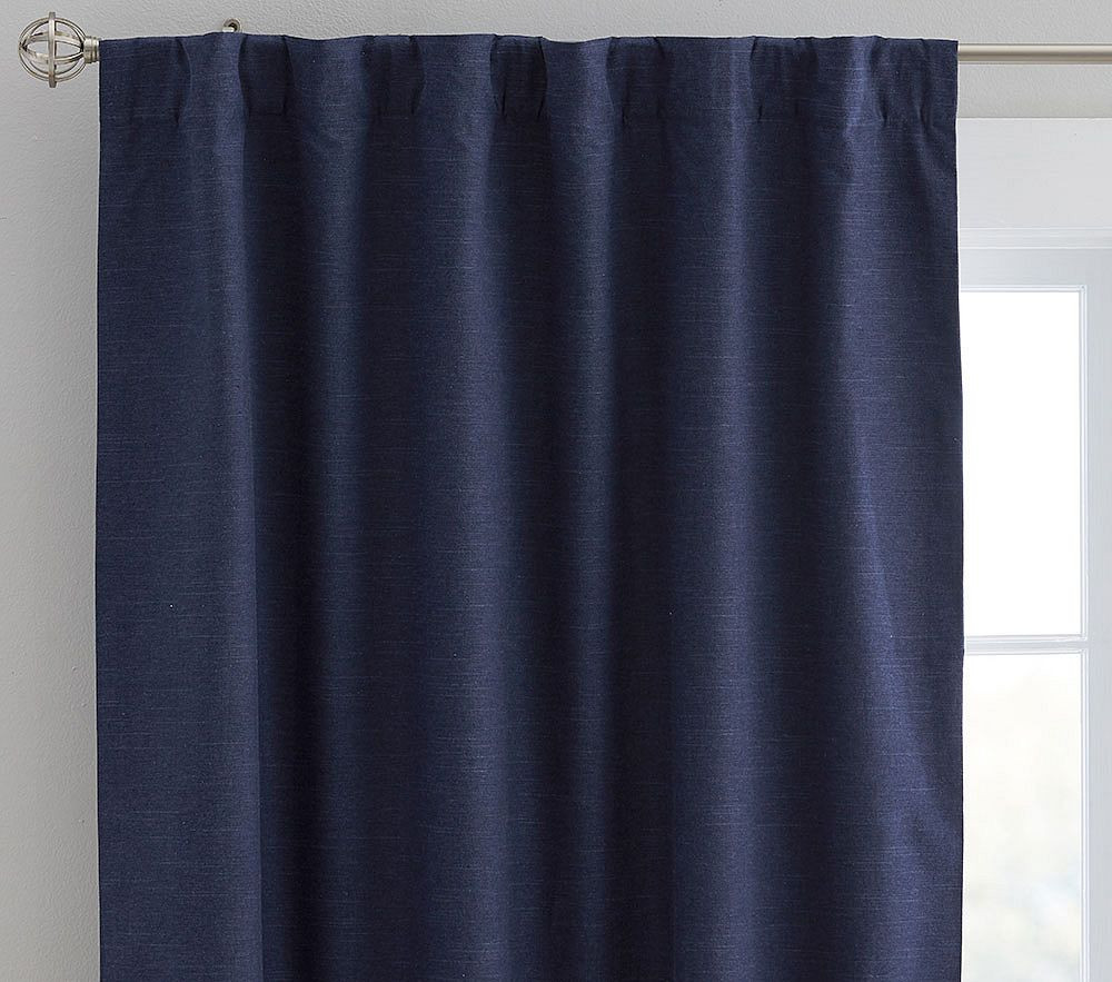 Evelyn Linen Blackout Curtain | Pottery Barn Kids