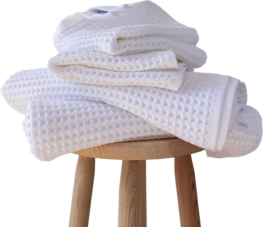 PÜSKÜL 4-Piece Natural 100% Turkish Cotton Luxury Waffle Towels for Bathroom | Premium Quality ... | Amazon (US)