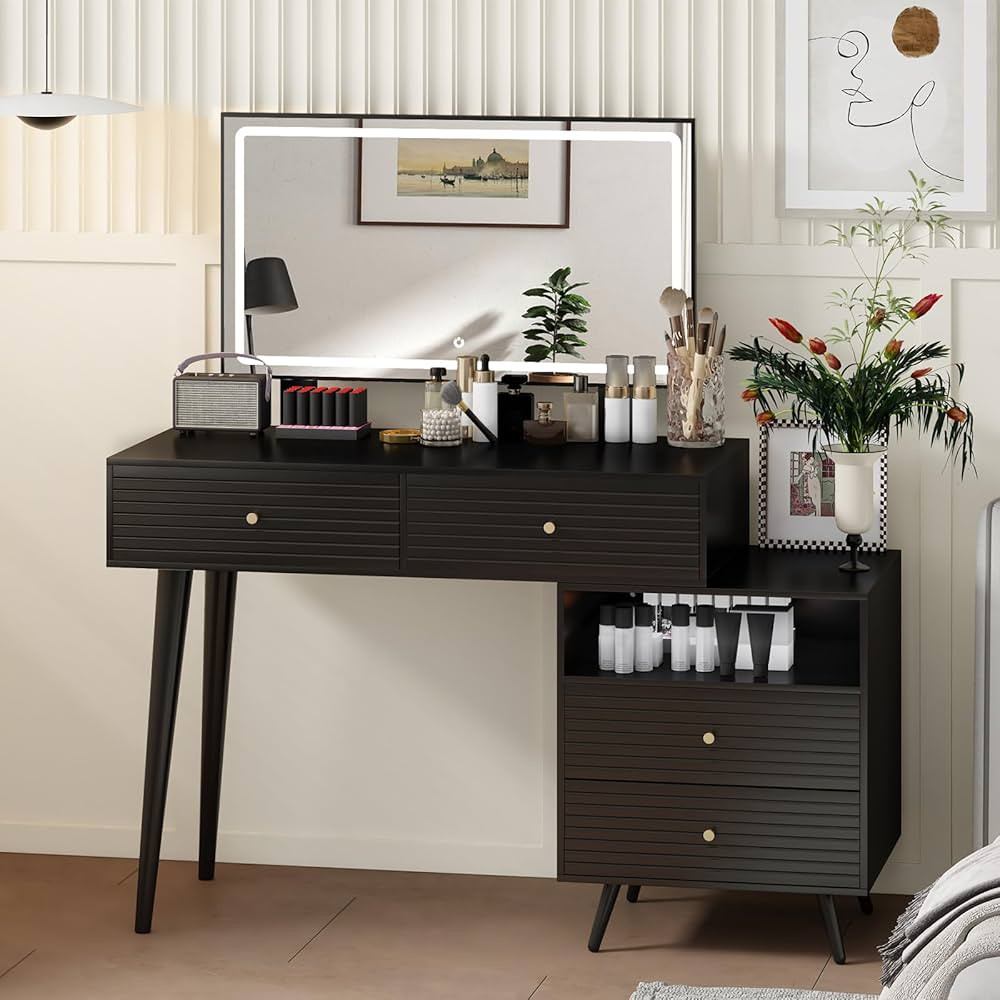 KEHUIBGAJ Makeup Vanity Desk Set with Drawers, Modern Makeup Dressing Table Bedroom Vanity Sets S... | Amazon (US)
