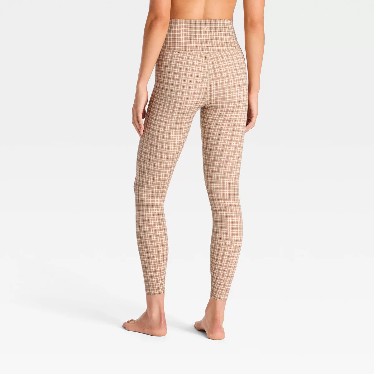 Women's Everyday Soft Ultra High-Rise 7/8 Leggings - All In Motion\u2122 Tan Plaid Print S | Target