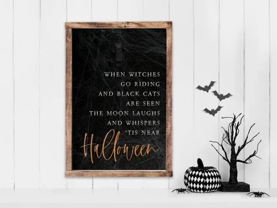 When Witches Go Riding Sign, Book Page Sign, Halloween Witch Sign, Halloween Decor, Fall Wood Sig... | Etsy (US)