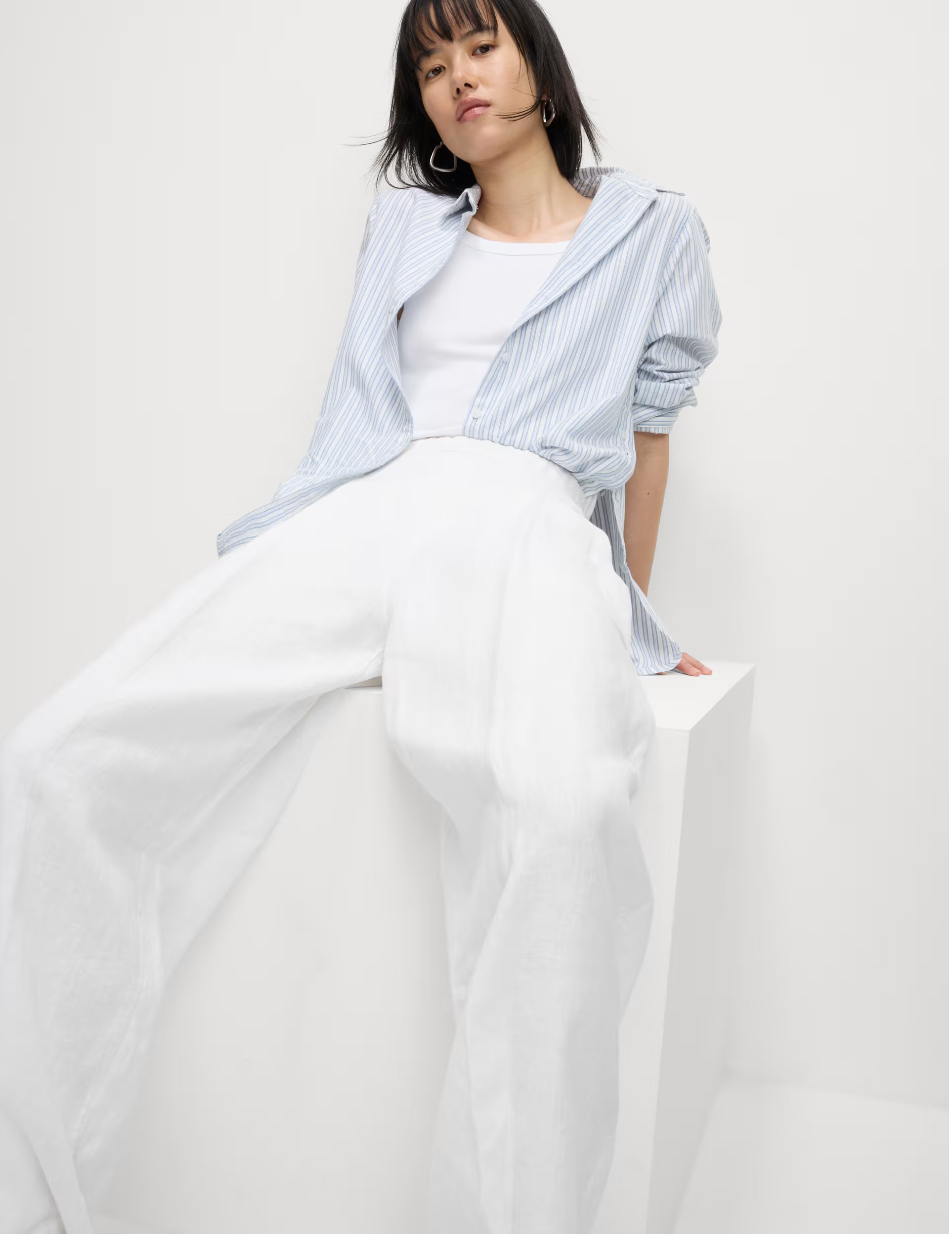 Pure Linen Carrot Leg Trousers | Marks & Spencer (UK)