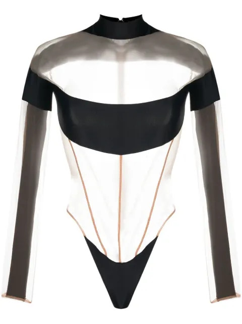 Mugler Robe Courte Transparente à Détail De Corset - Farfetch | Farfetch Global