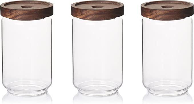 Sweejar 25 oz Glass Canisters with Airtight Bamboo Lid(3 pack), Food Storage Jar for Kitchen, Dry... | Amazon (US)