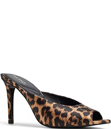 ALDO Elenara Leopard Print Pointed Peep Toe Dress Slide Sandals - 6.5 | Dillard's
