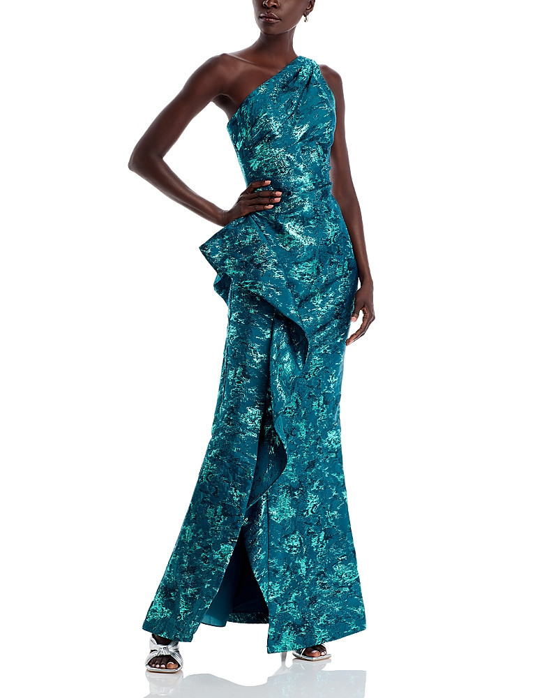 Teri Jon by Rickie Freeman Metallic Jacquard One-Shoulder Gown | Bloomingdale's (US)