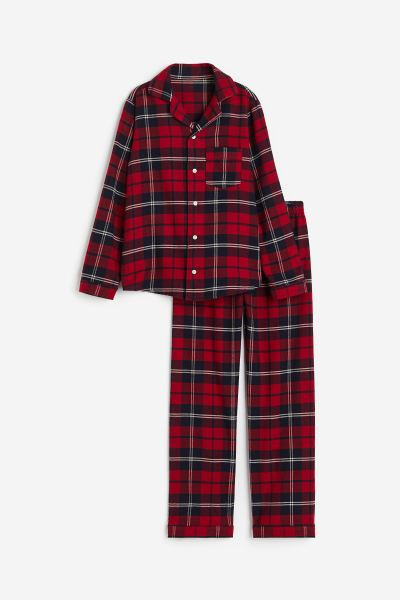 Pyjama aus Baumwollflanell - Rot/Kariert - Kids | H&M AT | H&M (DE, AT, CH, NL, FI)