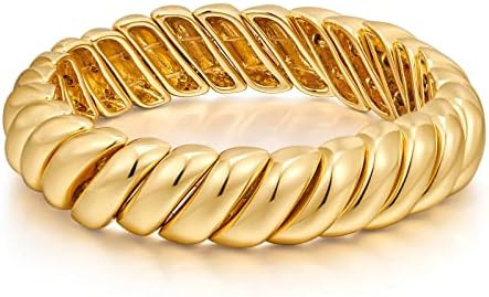 FAMARINE Gold Silver Chunky Bangle Bracelet for Women Men | Amazon (US)