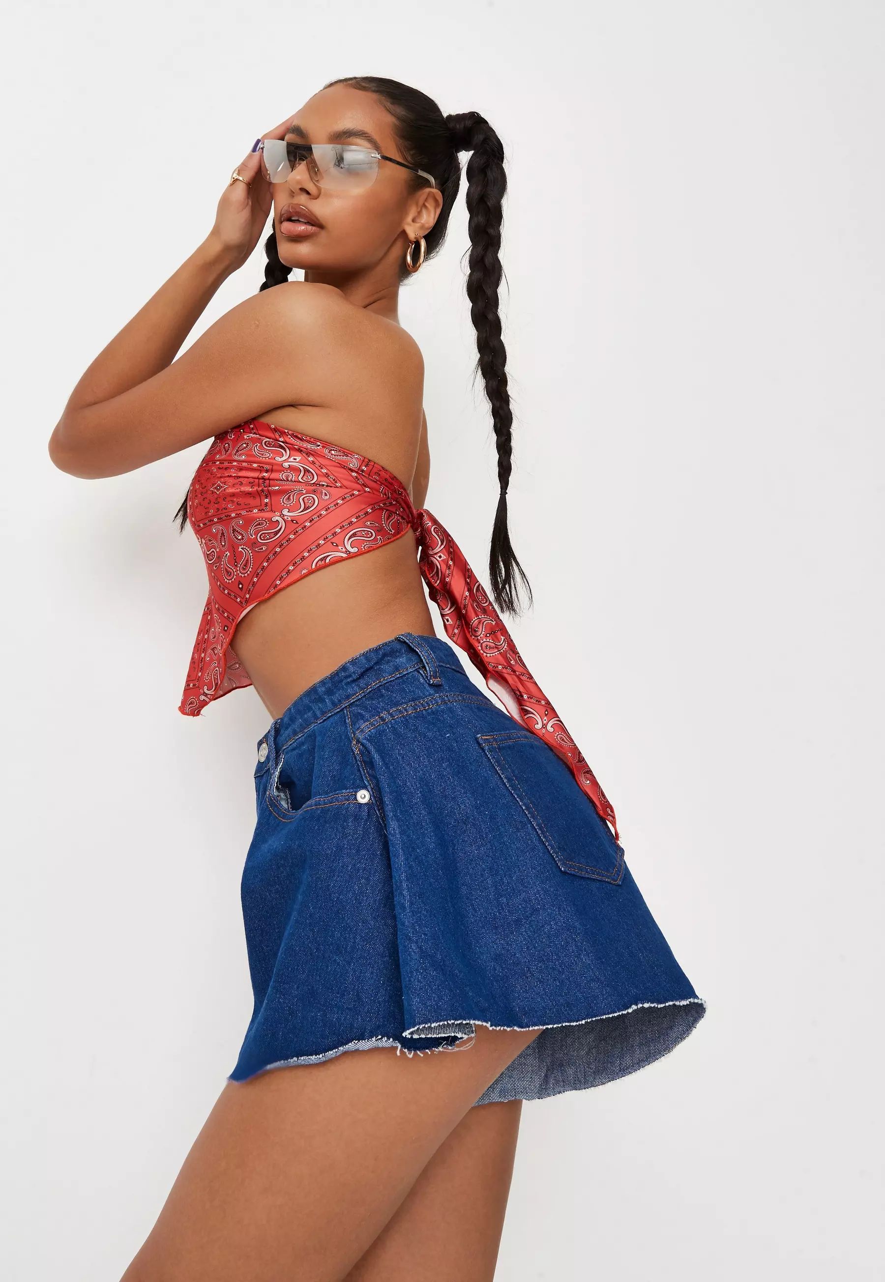 Recycled Blue Floaty Denim Shorts | Missguided (US & CA)