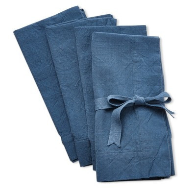 tagltd Threads Slub Napkin Set of 4 - Blue Cotton Kitchen Cloth Napkins, 20" x 20", Machine Washable, Everyday Use | Target