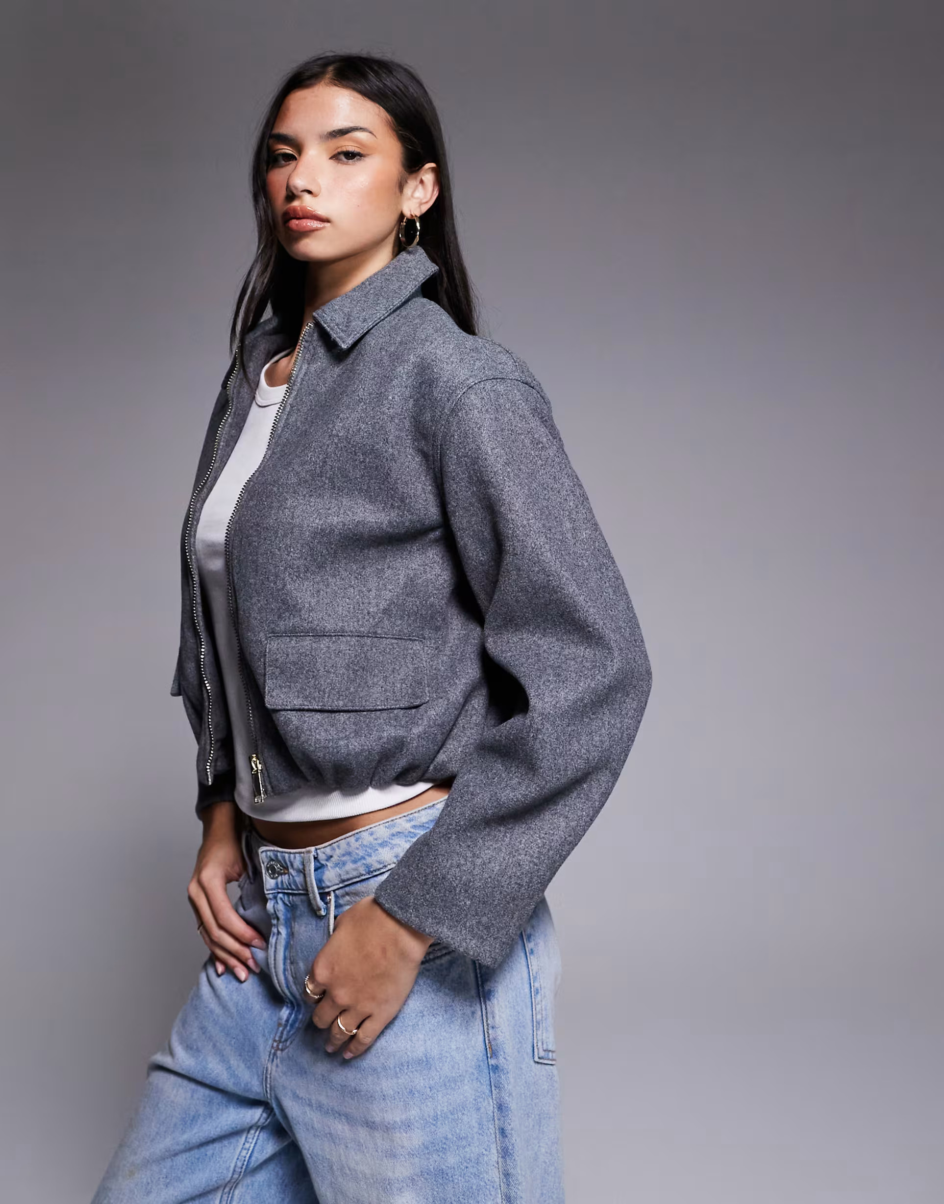 River Island Harrington jacket in gray | ASOS (Global)