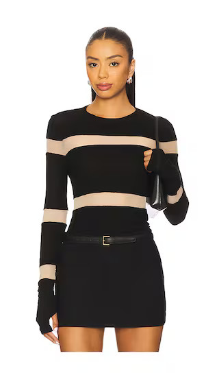 Vex Long Sleeve Fitted Top in Black & Nude | Revolve Clothing (Global)