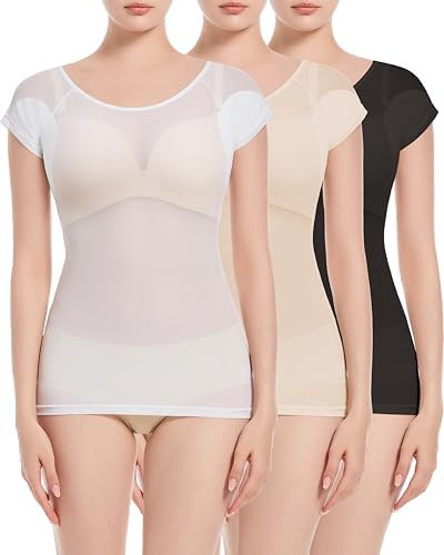 Women's 3-Pack Short Sleeve See Through Sheer Mesh Tops - Cap Sleeve Scoop Neck Blouses, Sweatpro... | Amazon (US)