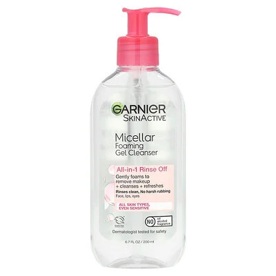 Garnier, SkinActive, Micellar Foaming Gel Cleanser, All-in-1 Rinse Off, 6.7 fl oz (200 ml) | iHerb