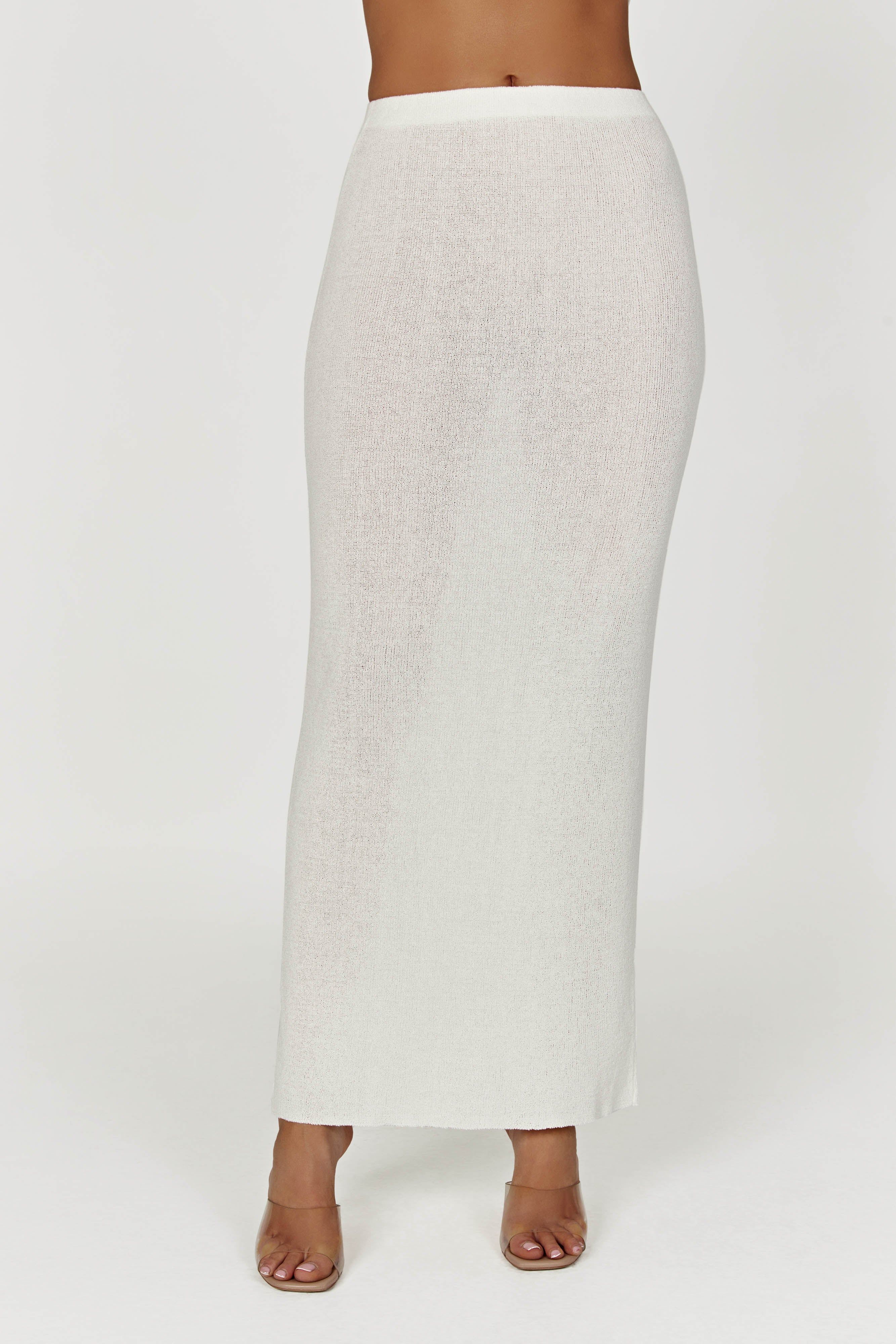 Maribelle Knit Maxi Skirt - White | MESHKI US