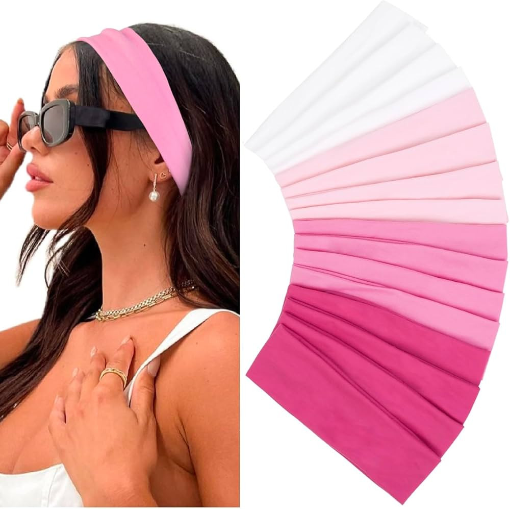 Huachi Pink Headbands for Women Valentines Day 16 Pack Elastic Hair Bands for Women' Hair Non Sli... | Amazon (US)