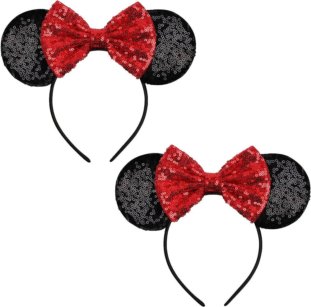 FANYITY Minnie Costume Ears,2 Pcs Mickey Ears Headbands for Girls & Women Party ,Size Free (RED 2... | Amazon (US)