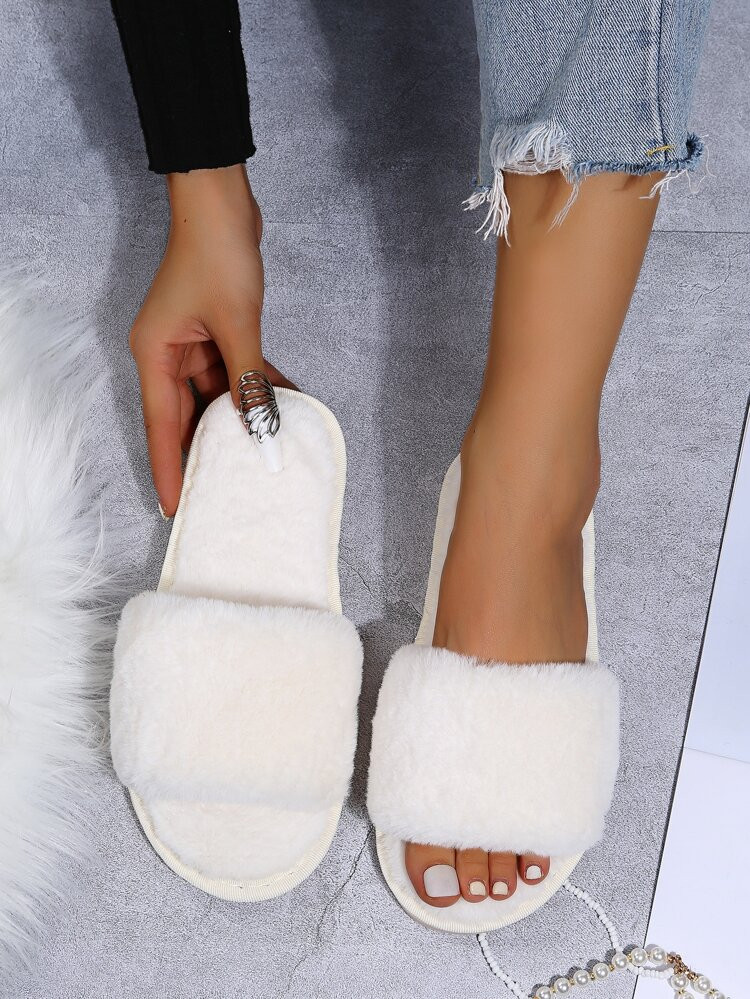 Minimalist Fluffy Home Slippers | SHEIN