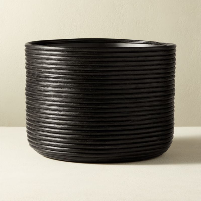 Basket Black Rattan Medium Planter + Reviews | CB2 | CB2