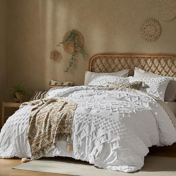 Twin/Twin XL Comforter Set - White Comforter Twin,Boho Tufted Shabby Chic Bedding Comforter Set,3... | Amazon (US)
