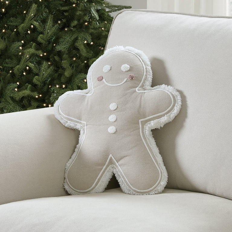 My Texas House 16" x 12" Taupe Gingerbread Man Holiday Decorative Pillow | Walmart (US)