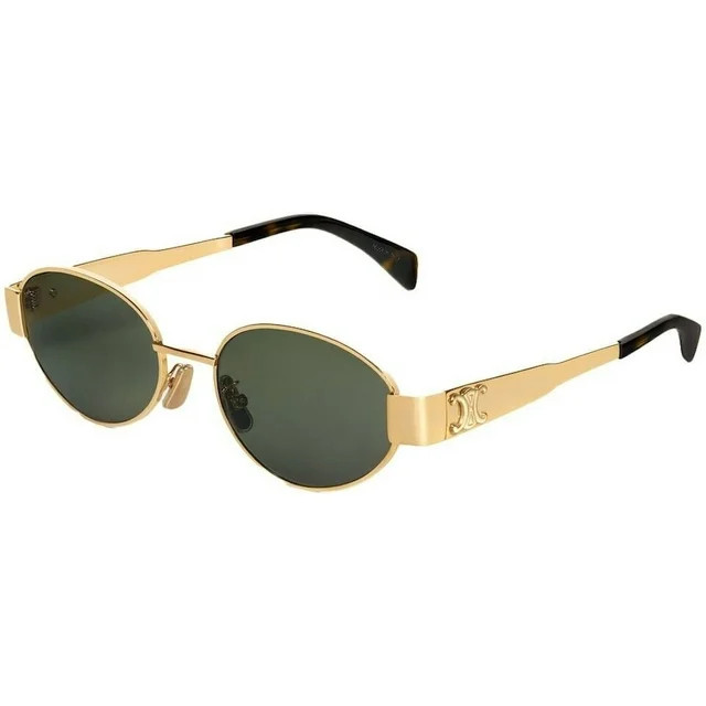 Celine CL40235U 4S235 Triomphe Oval Metal Gold Frame Green Lens Sunglasses | Walmart (US)