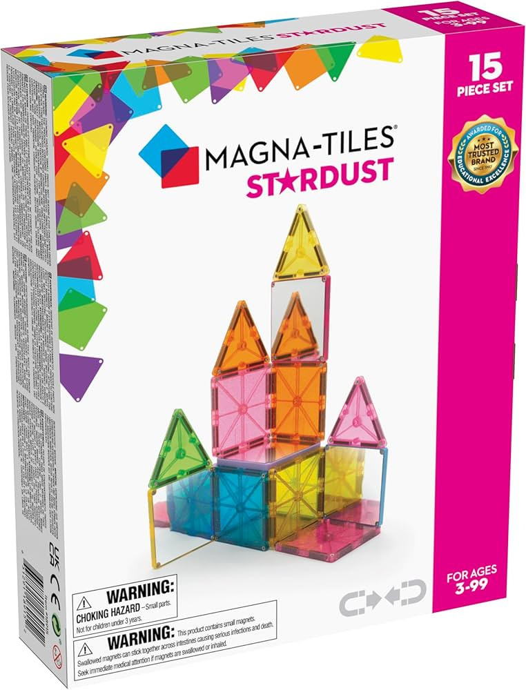 MAGNA-TILES Stardust 15-Piece Magnetic Construction Set, The ORIGINAL Magnetic Building Brand, 3-... | Amazon (US)